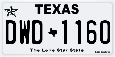 TX license plate DWD1160