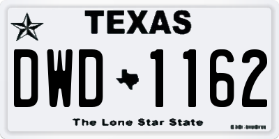 TX license plate DWD1162