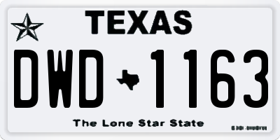 TX license plate DWD1163