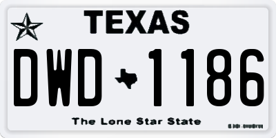 TX license plate DWD1186