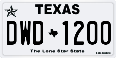 TX license plate DWD1200