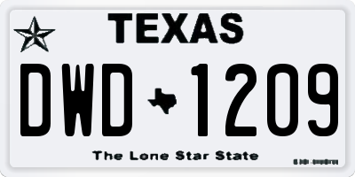 TX license plate DWD1209
