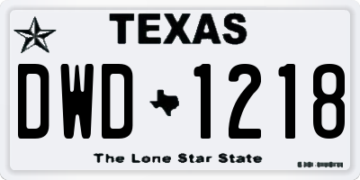 TX license plate DWD1218