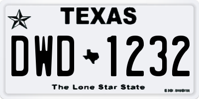 TX license plate DWD1232
