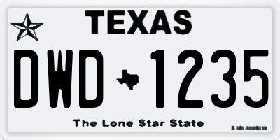 TX license plate DWD1235