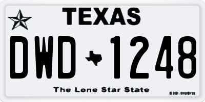 TX license plate DWD1248
