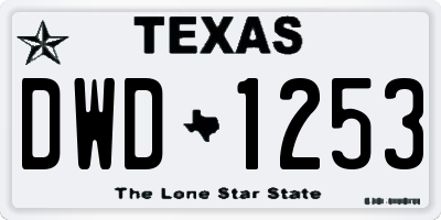 TX license plate DWD1253