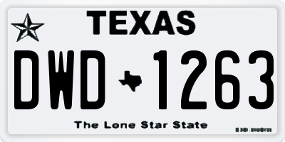 TX license plate DWD1263
