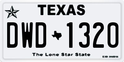 TX license plate DWD1320