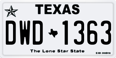 TX license plate DWD1363