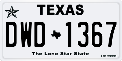 TX license plate DWD1367