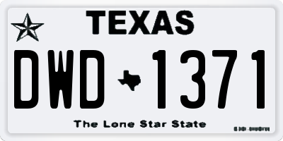 TX license plate DWD1371