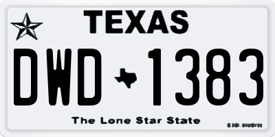 TX license plate DWD1383
