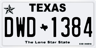 TX license plate DWD1384