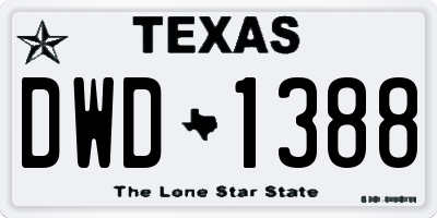 TX license plate DWD1388