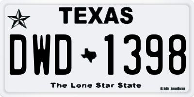 TX license plate DWD1398