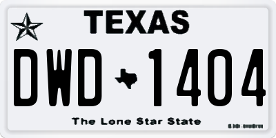 TX license plate DWD1404