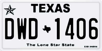 TX license plate DWD1406