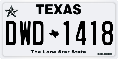TX license plate DWD1418