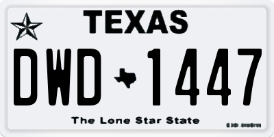 TX license plate DWD1447