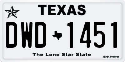 TX license plate DWD1451