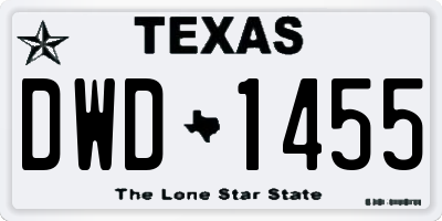 TX license plate DWD1455