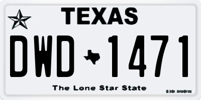 TX license plate DWD1471
