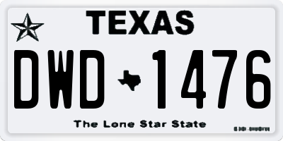 TX license plate DWD1476