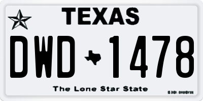 TX license plate DWD1478