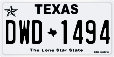 TX license plate DWD1494