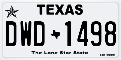 TX license plate DWD1498