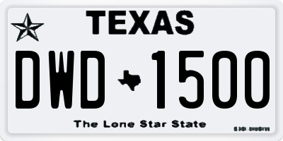 TX license plate DWD1500