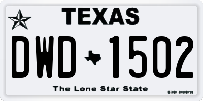 TX license plate DWD1502