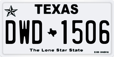 TX license plate DWD1506