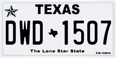 TX license plate DWD1507