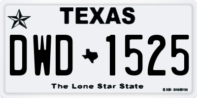 TX license plate DWD1525
