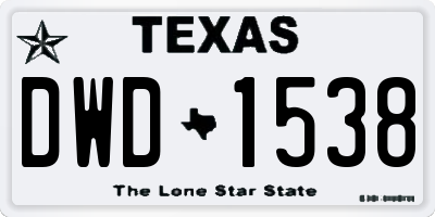TX license plate DWD1538