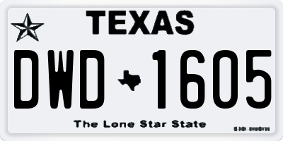 TX license plate DWD1605