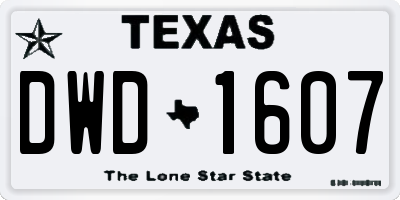 TX license plate DWD1607