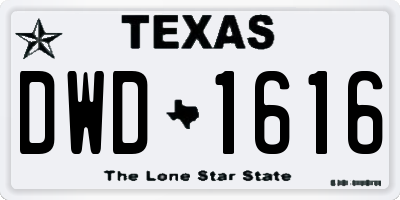 TX license plate DWD1616