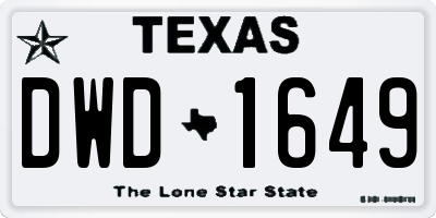 TX license plate DWD1649