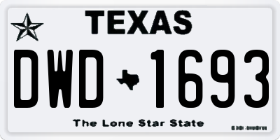 TX license plate DWD1693