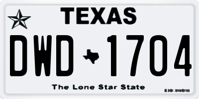 TX license plate DWD1704