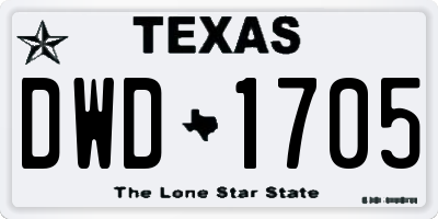 TX license plate DWD1705