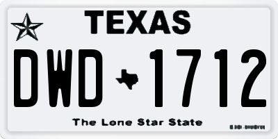 TX license plate DWD1712