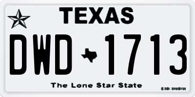 TX license plate DWD1713