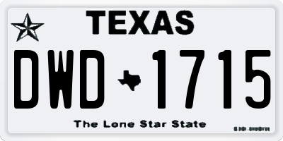 TX license plate DWD1715