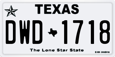 TX license plate DWD1718