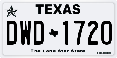 TX license plate DWD1720