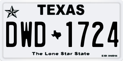 TX license plate DWD1724